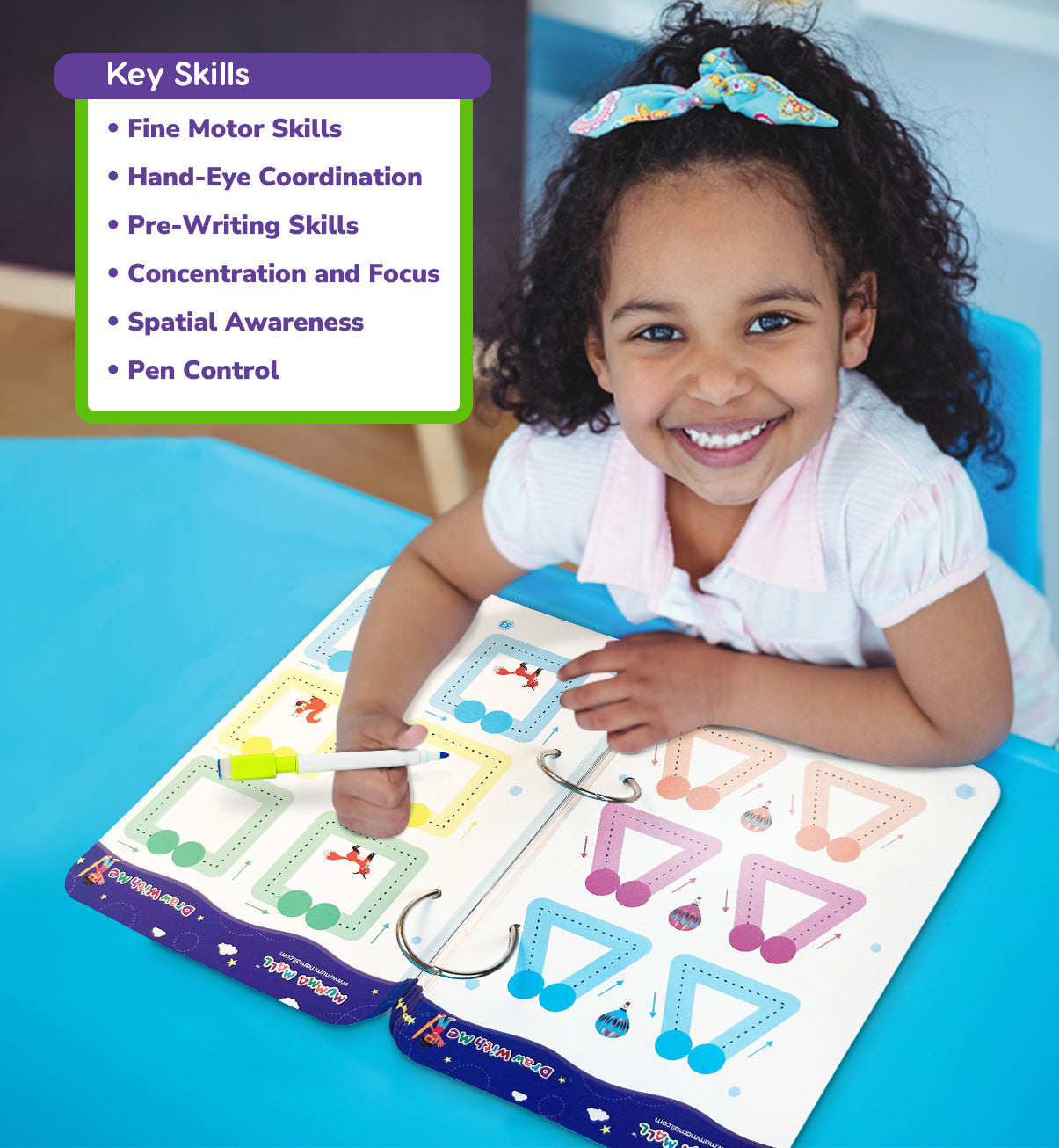 68 Pages Reusable Tracing Line book to improve HAND WRITING For kids